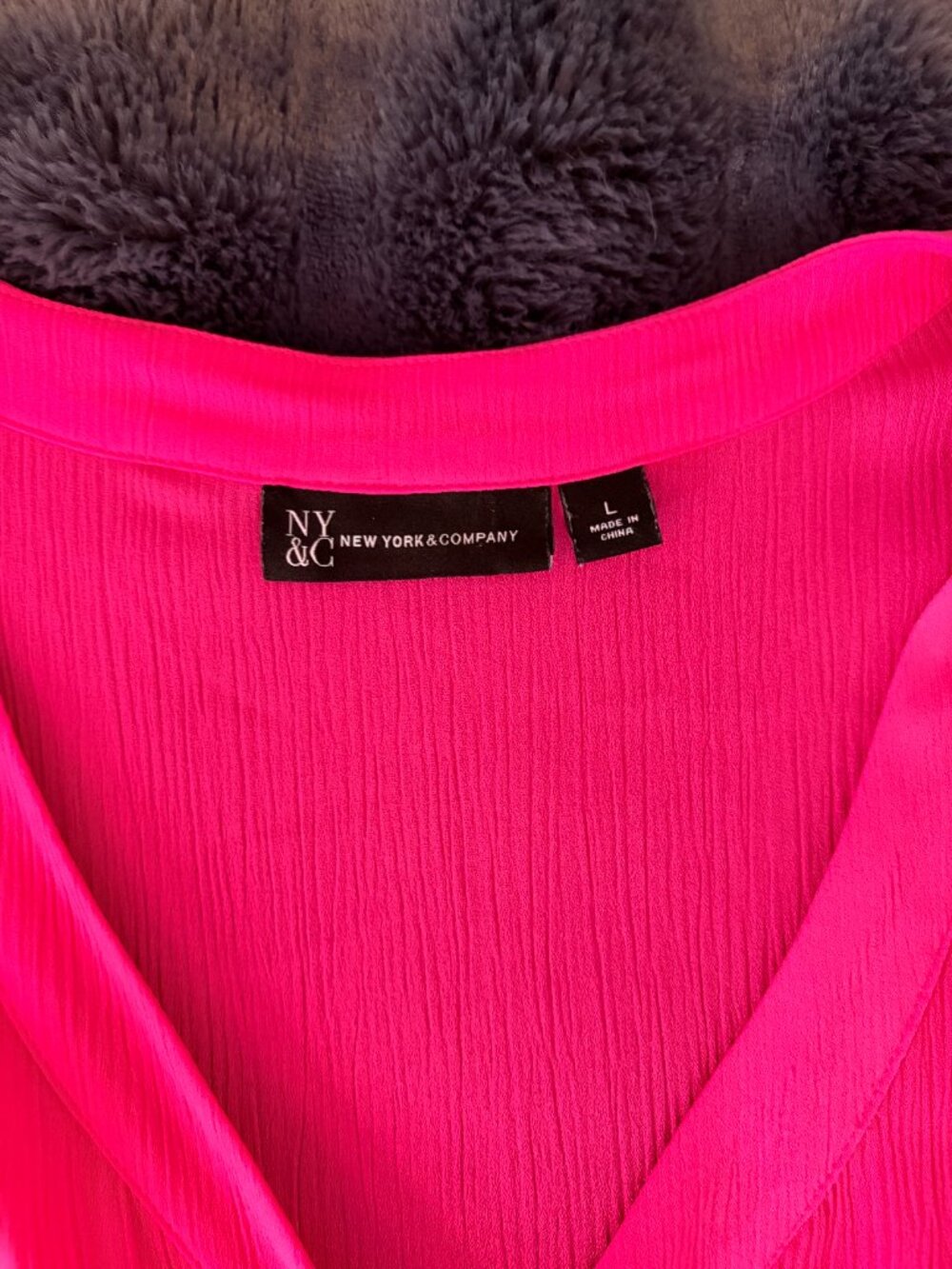 Hot Pink Peplum Blouse Womens L Sheer Long Sleeve Button Top Barbiecore Workwear - Picture 3 of 12